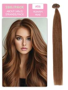 U型接发，真人发接发，12-22英寸直发，金色真人发，易于佩戴，U型接发，女士圣诞节礼物 - 彩色 - 查看 50