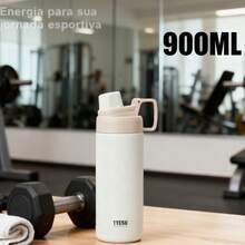 TYESO 900ML (30OZ) Vacuum Insulated Water Bottle With Carrying Handle, Iridescent Colors. Stainless Steel Coffee Cup With Straw, Thermal Bottle, Thermal Cup, 100% Leak-Proof, Keeps Temperature For 24 Hours For Hot/Cold Drinks Or 10 Hours For Hot Drinks. Suitable For Water, Iced Tea, Coffee, Smoothies And Other Beverages. An Ideal Choice For Festive Or Birthday Gifts. - 白色的 - 查看 9