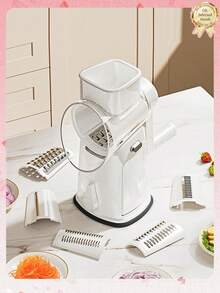 11pcs/1pc Rotary Cheese Grater With Handle, Vegetable Slicer With 10 Blades And Strong Suction Base, Multifunctional Round Slicer And Food Chopper With Hidden Blade Storage Box, Time-Saving And Convenient, No More Manual Chopping And Slicing, Slice In 30 Seconds, Efficient For Kitchen, Restaurant, Camping - Multicolor - View 7