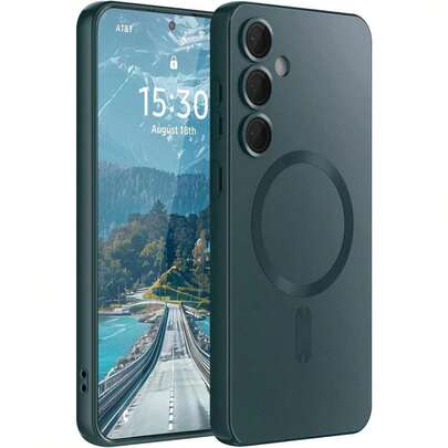 适用于三星 Galaxy S24 S25 S22 S23 Ultra Plus S20 S21 FE Note 20 A35 A55 A05 A15 的奢华磁吸手机壳，采用柔软的 TPU 材质。