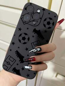 Funda para iPhone con temática futbolística apta para iPhone 16E, 15, 14, 13, 12 y 11/X/XR/XS MAX, MINI, Pro, PLUS y Pro MAX. Compatible con Samsung S24 Ultra/S23 FE/S22 Plus/S21/S20/A55/A54/A35/A34/A32/A25/A24 y otros modelos. Fabricada con material TPU, esta funda protectora ofrece absorción de impactos, resistencia a caídas y protección contra manchas, lo que la convierte en una opción esencial para uso personal o para regalar. Perfecta para San Valentín, Halloween, Navidad, Año Nuevo y todas las ocasiones festivas. - Negro - Ver 2