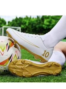 Outdoor Lawn Comfortable Non-Slip Sports Shoes Leather Solid Color Low-Top Long Studs Football Shoes (Run Small By Half Size)