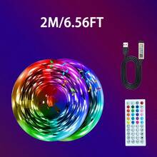 Tira de luz LED con control remoto - Alimentada por USB, luz de cambio de color, adecuada para dormitorio, sala de estar, juegos y decoración de fiestas - Cuenta con múltiples modos de cambio de color, función de control remoto, iluminación festiva, hermosa exhibición de luz, luz LED inteligente para dormitorio, tira de luz RGB con sincronización musical, equipada con control remoto de 44 teclas - Luz multicolor - Ver 16