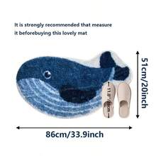 仿羊毛可水洗可爱鲸鱼防滑浴室地垫，适用于客厅、卧室、洗衣房入口、浴室地毯 - 不吸水、防滑、可机洗、长方形人造羊毛门垫，蜘蛛网图案，非常适合浴室或卧室装饰 - 彩色 - 查看 14