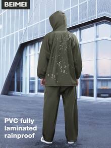 Men's Rainsuit, Detachable Heavy Duty Adult Motorcycle Rain Jacket And Pants Set, Black, Suitable For Cycling, Outdoor Work, Hiking Insulation, Galentines, Puppy, Carnival