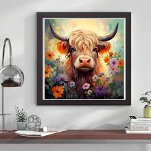 [Free Shipping]OFRKE Diamond Painting Kits For Adults, 5D Cow And Flower Full Drill Diamond Art, DIY Highland Cow Diamond Art Kit Gem Art For Home Wall Decor 12x16inch,A-Cattle - A-牛 - 查看 5