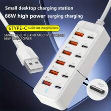 12-Port USB Fast Charging Converter, Compact Multi-Port Power Socket, Multi-Function Extension Cable/Dock/Fast Charging Station, 6*Type-C PD + 6*USB-A Ports, Maximum 25W Per Port, Data Transfer + High-Speed ​​Charging, Compact Design, Space-Saving Power Hub, Suitable For Fast Charging Of Multiple Devices Such As Mobile Phones/Laptops/Tablets, A Must-Have For Home/Office/Tech Enthusiasts, And A Great Christmas Gift.