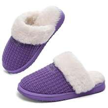 OOW Cozy House Slippers For Women With Memory Foam Soft Warm Fuzzy Slippers Women Home Womens Slipper Shoes For Indoor - Màu tím - Xem 2