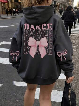 1pc Tween Girls Casual Printed Pullover Hoodie Sweatshirt, Thermal Lined, Long Sleeve, Autumn/Winter