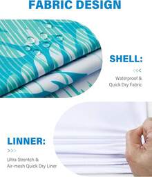 Bóxer de baño para hombres con entretela de compresión de 5 pulgadas de entrepierna, traje de baño forrado, shorts de natación para hombres - Tropical verde - Ver 3