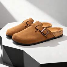 Slouchy Couple Slippers, Comfortable Plus Size, Autumn/Winter - Plush Lining, Thick Sole, Non-Slip Sole, Fashionable Solid Color, Thermal Lined For Warmth - Brown - View 4