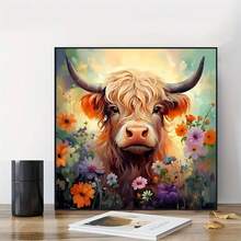 [Free Shipping]OFRKE Diamond Painting Kits For Adults, 5D Cow And Flower Full Drill Diamond Art, DIY Highland Cow Diamond Art Kit Gem Art For Home Wall Decor 12x16inch,A-Cattle - A-牛 - 查看 4