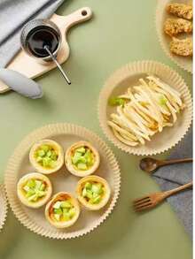 20/50/100 pièces Feuilles de cuisson antiadhésives pour friteuse à air pris, épaisses, résistantes à l'huile et absorbantes pour la cuisson, le four, le rôtissage, le micro-ondes, de forme ronde, résistantes à haute température, papier sulfurisé alimentaire - Multicolore - Voir 7