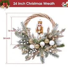Battery Powered Christmas Wreath 24" Nutcracker & Berry Door Wreath For A Warm Holiday Welcome - 黑色 - 查看 8