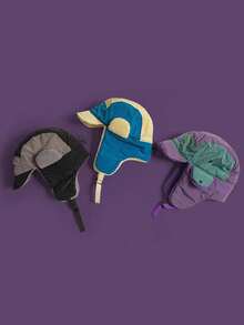 新款时尚刺绣撞色毛绒雷峰帽，男女骑行冬季户外保暖护耳飞行员帽，男士冬季头套