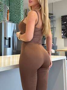 Fall Outfits Sexy Outfits For Women Brown Body Suits Jumpsuits For Women Halter Lace Off Shoulder One Piece Outfit - Brown - View 3