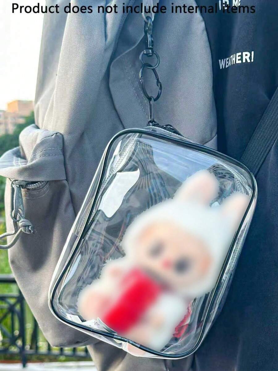 4个/3个/2个/1个装高透明3D娃娃户外包，婴儿车立方体挂袋，毛绒娃娃PVC收纳袋，16厘米 x 12厘米 x 6厘米人偶收纳袋，背包透明旅行挂袋，旅行配件，收纳整理包，大容量透明化妆包 - PVC拉链洗漱包，轻便旅行配件，节日礼物 - 彩色 - 查看 1