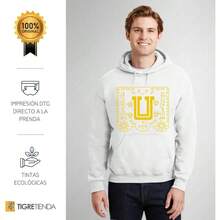 UANL Sudadera con Capucha Hombre Hoodie Papel picado - Blanco + CH - Ver 3