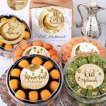 500pcs/1Roll Eid Mubarak Stickers Gold Labels For Home Ramadan Kareem Party Eid Al Adha Gifts Ramadan Mubarak