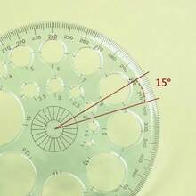 White Full Circle Template Plastic Round Protractor 360 Degree For Painting Drawing Drafting Tool 16 Circular Sizes Technical Drawing Supplies Protractors Technical Drawing Templates - Black - View 3