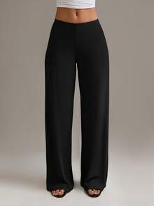 XLLAIS Fall Winter Women's Pants Fashion Elastic High Waisted Long Straight-Leg Trousers