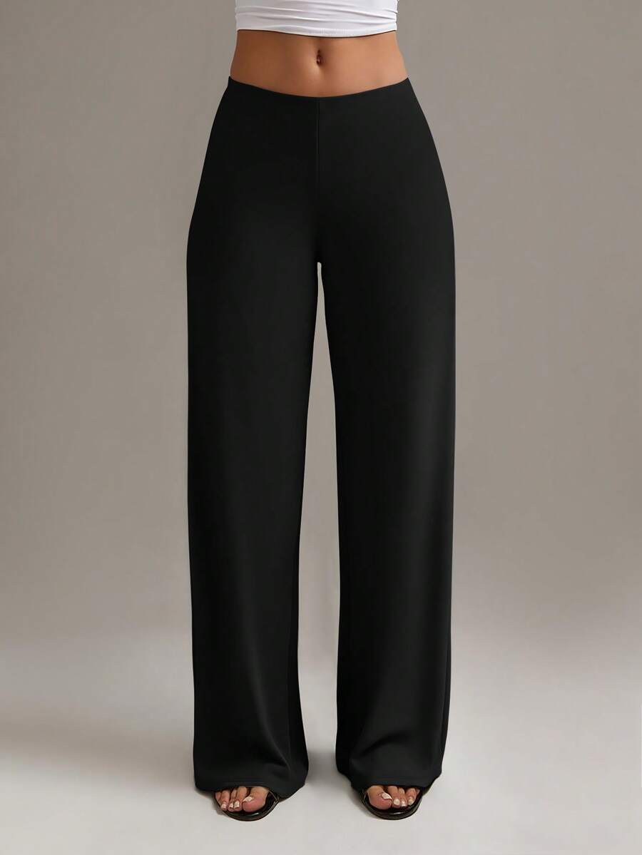 XLLAIS Fall Winter Women's Pants Fashion Elastic High Waisted Long Straight-Leg Trousers