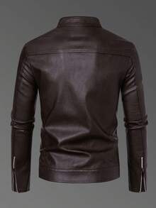 男士休闲复古摩托骑士皮夹克，春秋季，羊毛