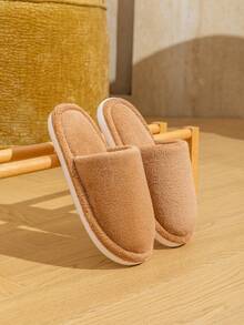 Dép xỏ ngón mềm mại cho nữ, màu xám nhạt, dép đi trong nhà mềm mại, trung tính cho cặp đôi, dùng trong ký túc xá, phòng ngủ, mặc trong nhà, ấm áp cho mùa thu/đông - Màu Khaki - Xem 2