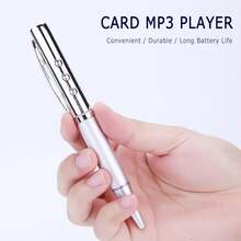 Stylish Pen-Style MP3 Player - Take Your Music Everywhere With This Unique And Lightweight Silver Audio Player (TF Card Compatible).