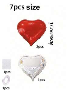 17 Peças Grandes Balões de Folha em Forma de Coração de 18 Polegadas Vermelho e Prata, Perfeitos para Festas de Aniversário, Festas de Casamento, Decorações de Formatura, Chás de Panela/Decorações de Feriados, Decorações do Dia dos Namorados, Presentes de Ano Novo e Outras Decorações de Presentes.