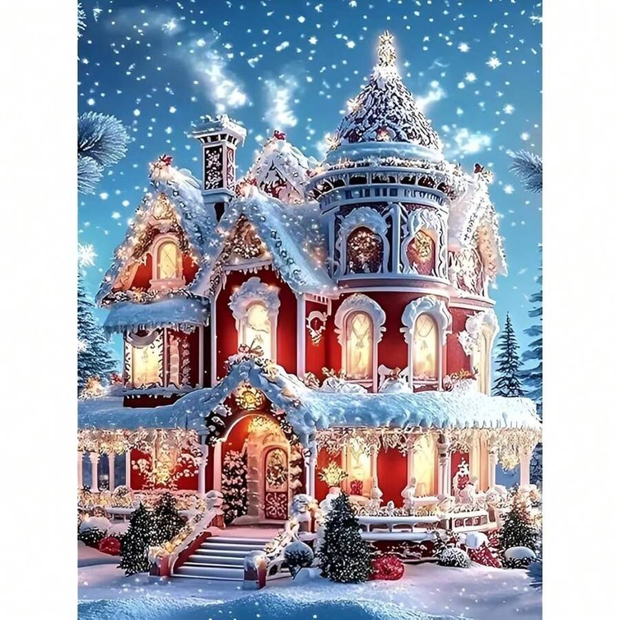 [Free Shipping]Uuxsretaio Christmas House Diamond Painting Kit, DIY Winter Scene Diamond Art Kit For Adults, 5D Full Drill Art Set For Adults,Gem Arts And Crafts For Holiday Wall Decor 12x16 Inch,G8457-US - G8457-Mỹ - Xem 1