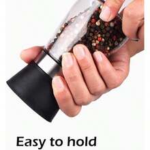 1pc Stainless Steel Pepper Grinder, Seasoning Bottle, Glass Seasoning Bottle, Grinder, Crusher Kitchen Sea Salt Pepper Coffee Grinder For Freshly Ground Pepper & Sichuan Pepper, Household Salt Spice Mill - Black - View 7