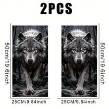 2pcs Wolf King Car Stickers, Red/Blue Light Background Wolf Anime Theme Creative Sticker For Car Center Column, Sun Protection And Scratch Resistant, Suitable For Glass, Metal, Plastic, Ceramics, Etc - 2 Pcs - View 3