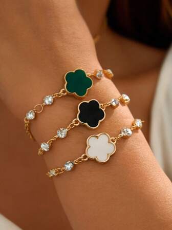 1 Set Minimalist Elegant Versatile Lucky Four-Leaf Clover Bracelet, Casual Daily Commute