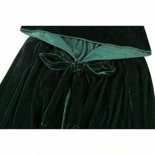 Unisex Hooded Cape Long Velvet With Hood Halloween Cosplay Costumes 43-71inches - Green - View 6