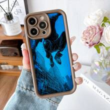 Cubierta de teléfono con borde negro diseño urbano azul oscuro figura humana en movimiento ciudad moderna para uso diario y viajes - Blanco - Ver 5
