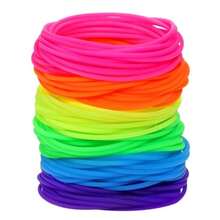 Silicone Jelly Hair Tie Bracelet 30Pcs Adult Size Retro Solid Neon 80s Style Costume Wrist Band Elastics For Men Women Party Favors 30 - 30 - 查看 1