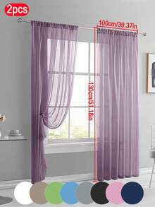 2pcs Solid Sheer Curtains, Lightweight Luxurious Minimalist Polyester Sheer Curtains, Filtering Lighting For Bedroom, Living Room, Balcony Decoration, Modern Design 100% Polyester Thin Voile, Semi-Transparent Privacy, Fashionable Bedroom Decor, Thin Transparent Voile
