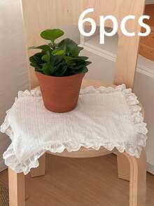 Bộ 1/2/6 đế lót ly ren sáng tạo, họa tiết chấm bi jacquard trắng, đế lót ly trang trí hốc tường. - trắng - Xem 12