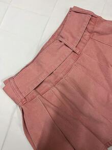 美国学院风褶皱 A 字形牛仔迷你裙，粉色 - 粉色 - 查看 3