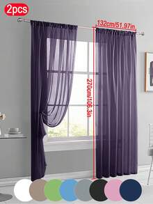 2pcs Solid Sheer Curtains, Lightweight Luxurious Minimalist Polyester Sheer Curtains, Filtering Lighting For Bedroom, Living Room, Balcony Decoration, Modern Design 100% Polyester Thin Voile, Semi-Transparent Privacy, Fashionable Bedroom Decor, Thin Transparent Voile