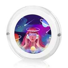 ZZXC Acrylic Picture FrameMagnetic Photo Block Frame Clear Frameless Desktop Horizontal Display Double Sided 2x3" 8+8mm Thickness Half RoundZX- - 透明的 - 查看 2