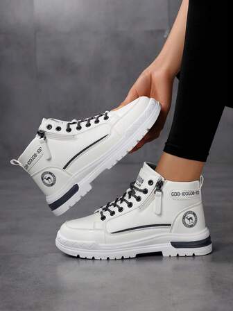 Women's Zip-Up Snow Boots, Latest 2025 Autumn/Winter High-Top Sneakers, Plush Lining Thick Warm Fur Boots, Side Zipper Closure, Personalized Fashion Mid-Calf Boots, Flat Round Toe, Non-Slip Waterproof Leather, Outdoor High-Top Sneakers, Cold-Resistant Anti-Freeze Insulated Shoes, Unisex Thick Winter Tall/Short Boots, Suitable For Holidays, Gatherings, Parties, Fashionable