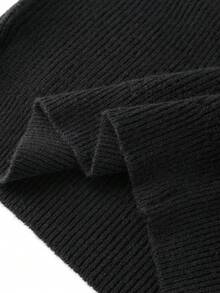 Men's Casual Solid Color Crew Neck Long Sleeve Sweater, Versatile For Spring And Autumn - Black - View 5