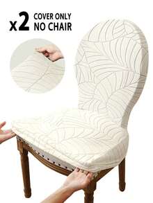 1/2 chiếc bọc ghế tròn, bọc ghế co giãn họa tiết lá cây, bọc ghế trang nhã cho tiệc cưới. - Màu be - Xem 7