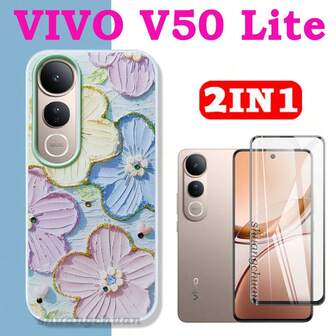 2IN1 For VIVO V50 Lite Screen Protector, Privacy Screen Protector, Soft Film, Tempered Glass Film, Lens Film, V50 Lite Drip Glue, Painted, Dual-Layer Phone Case, Jelly Case, Phone Protective Cover