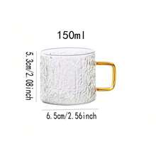 12/6/4/2pcs Set Thick Heat-Resistant 150ML Bark Texture Glass Cups With Handles, Cute & Beautiful Japanese Style High Borosilicate Transparent Espresso/Coffee/Tea Cups, Glassware Set - Clear - View 7