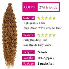Color 27 Boho Hair Curly Wavy Braiding Hair Deep Ocean Wave Crochet Hair Honey Blonde Bohemian Braiding Hair Pre Stretched Synthetic Boho Crochet Braids Extensions For ,HoneyBlondeBohoHair - HoneyBlondeBohoHair - 查看 3