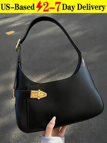 Medium Hobo Bag Black Buckle Decor Fashionable Business Casual Bag For Women, Perfect For Office, Business And Work Shoulder Bag For Women Small Black Purse Mini Handbags PU Leather Underarm Bag - Present For Christmas, Birthday And Valentine Armpit Bag Shoulder Bags For Girl Women Bags Lady Purse Underarm Handbag Bags Small Handbag Perfect For Vacation, Work, Dating, Picnic, Party, Going Out And Casual Daily Shopping Thanksgiving Bags  Mother's Day Gifts  Valentine's Day Gifts  Christmas Gifts - 黑色 - 查看 1
