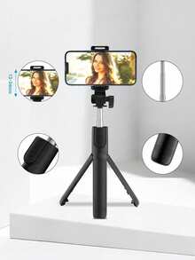 Bluetooth Selfie Stick Tripod With Remote Control For Phone Live Stream Multi-Functional Universal Travel Selfie Artifact Compatible With IPhone Android Phone Mobile Phone Suitable For Live Streaming, Vlog, Family Gatherings, Christmas Party Shooting, For Handheld Selfie, Outdoor Activities, Interviews For Summer Vacation, Travel, Outdoor Activities, Live Streaming Tripod Stand - Black - View 3